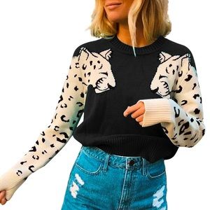 Leopard Sleeve Sweater
